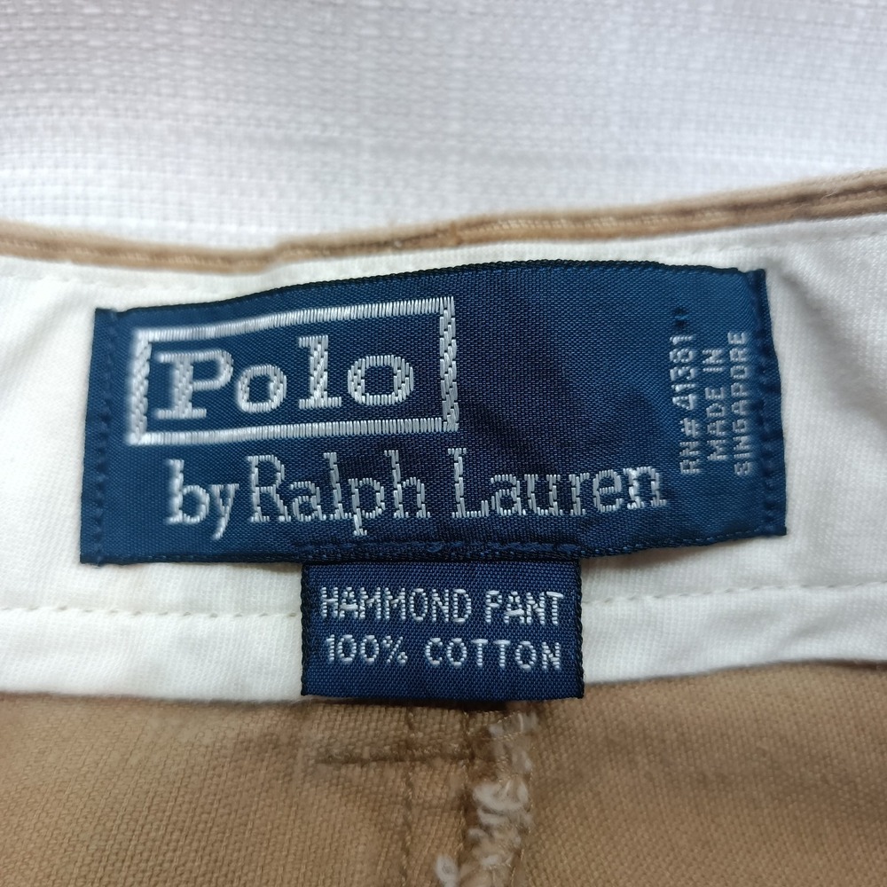 Vintage Polo Ralph Lauren Hammond Corduroy Pants Men 44X34 Tan Pleated Cuffed